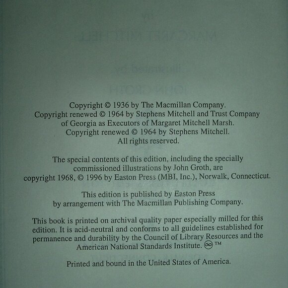 GONE With The WIND by Margaret Mitchell Easton Press Leather As New 1996 - Picture 4 of 12